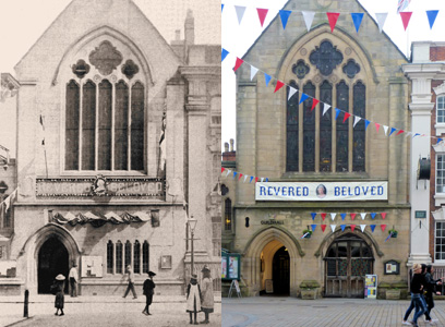 Guildhall and Banner in 1897 and 2012