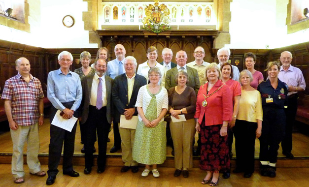 The Mayor, Janet Eagland, with some of the grant recipients at the cheque presentation.