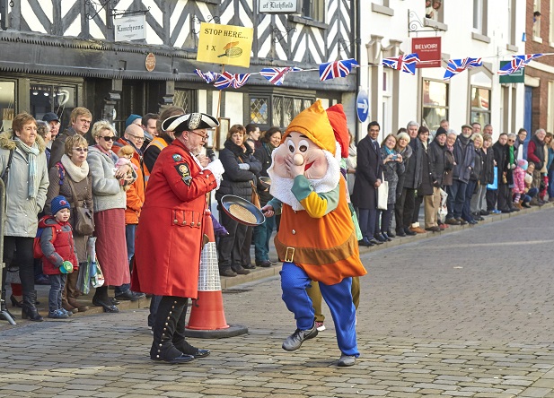 Town crier and a mascot